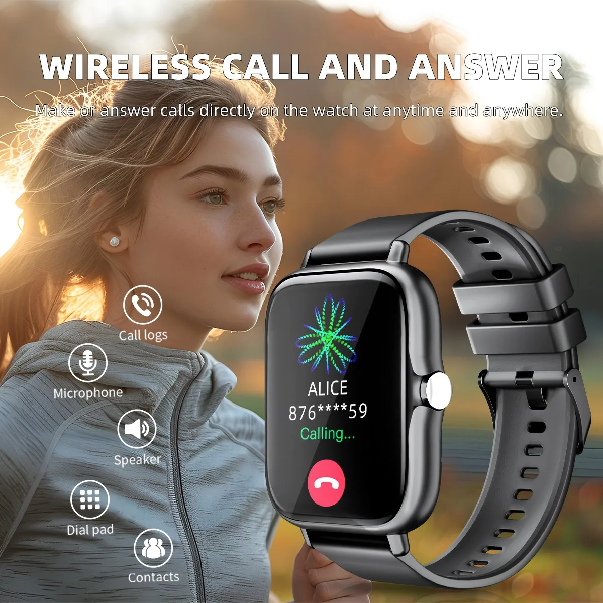 Jam Tangan Pintar Tahan Air 1.83 &#039;&#039;dengan Panggilan Jawaban Pesan Pemantauan Tidur Peringatan Informasi Pedometer Olahraga Untuk iPhone Android