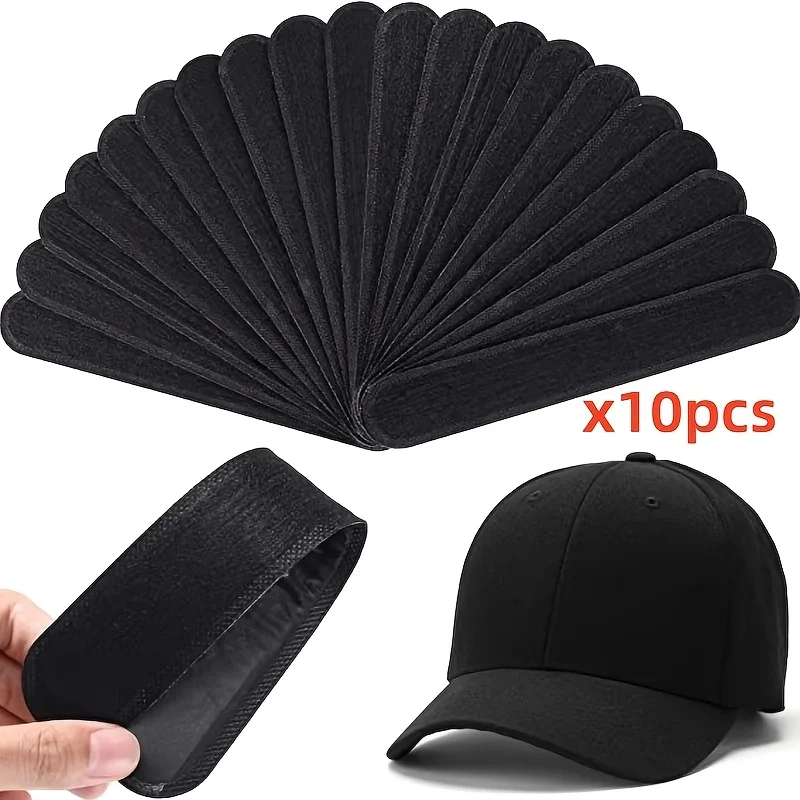 10pcs Hat sweat absorbing cleaning sticker Keep the hat clean and refreshing Invisible Hat Sweat Absorber Stickers Liner Bands S