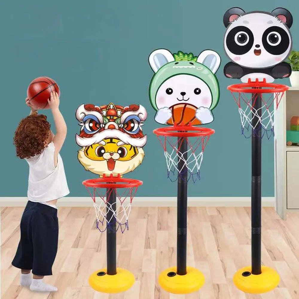 Children Cartoon Creative Animals Basketball Playing Set Outdoor Sport Adjustable Stand Basket Holder Hoop Goal Game Toy For Kid