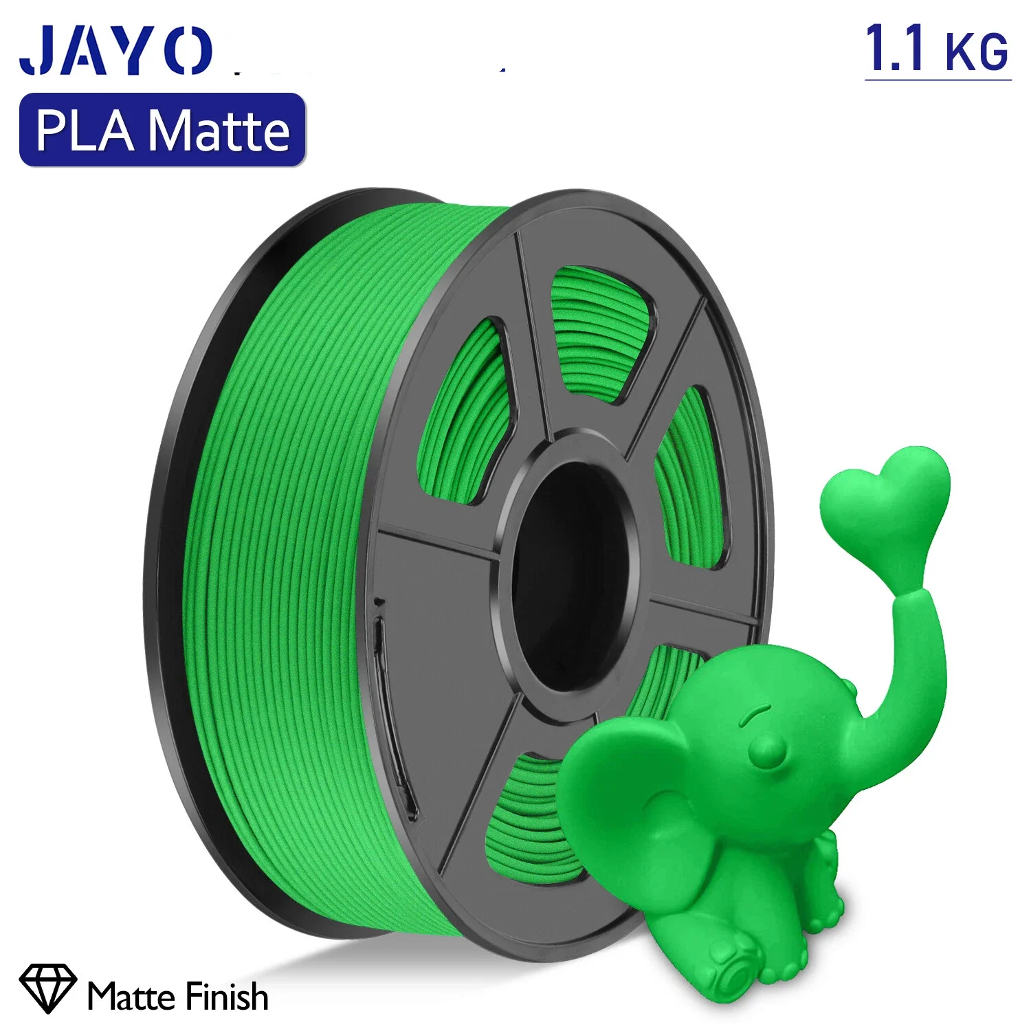 JAYO 1100G 3D-PLA-Mattdrucker-Filament, 1,75 mm, ordentlich gewickeltes PLA-Filament mit mattem Finish-Druck mit 99 % FDM-3D-Drucker und Stift