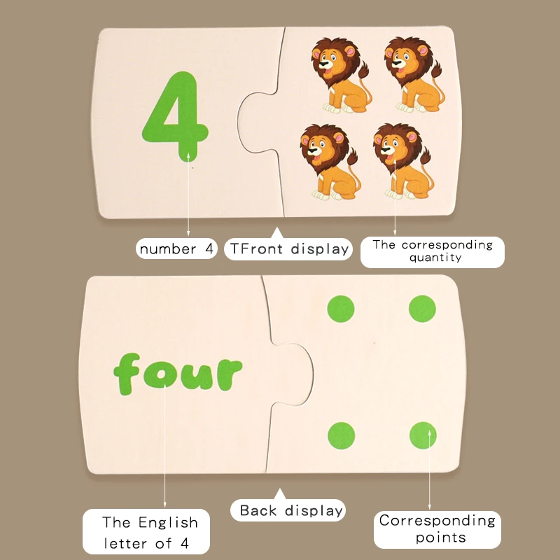 Scatola di ferro per bambini Numero di illuminazione accoppiato Gioco di animali in legno Puzzle Board Gioco di allenamento per pensiero logico Giocattoli educativi
