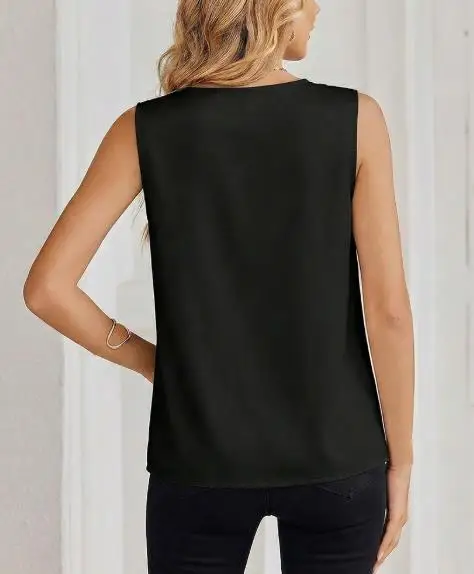 

Шелковый атласный женский жилет, новый летний однотонный жилет с v-образным вырезом, повседневный простой облегающий жилет без рукавов, подходит для повседневной работы на работу