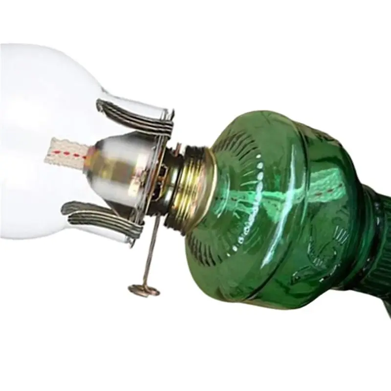 2X Rustic Oil Lamp Vintage Glass Coal Lamp Oil Lamps For Indoor Use Home Decor Lighting Oil Lantern Green