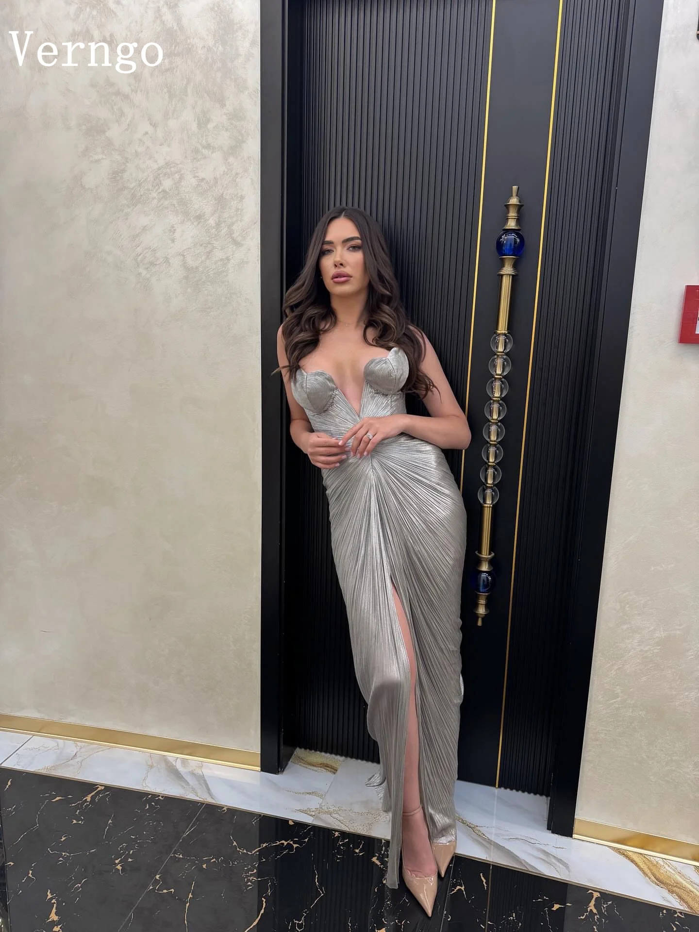 Verngo elegante cinza vestido de noite querida sereia split formal ocasião vestidos femininos sexy vestidos de baile personalizados