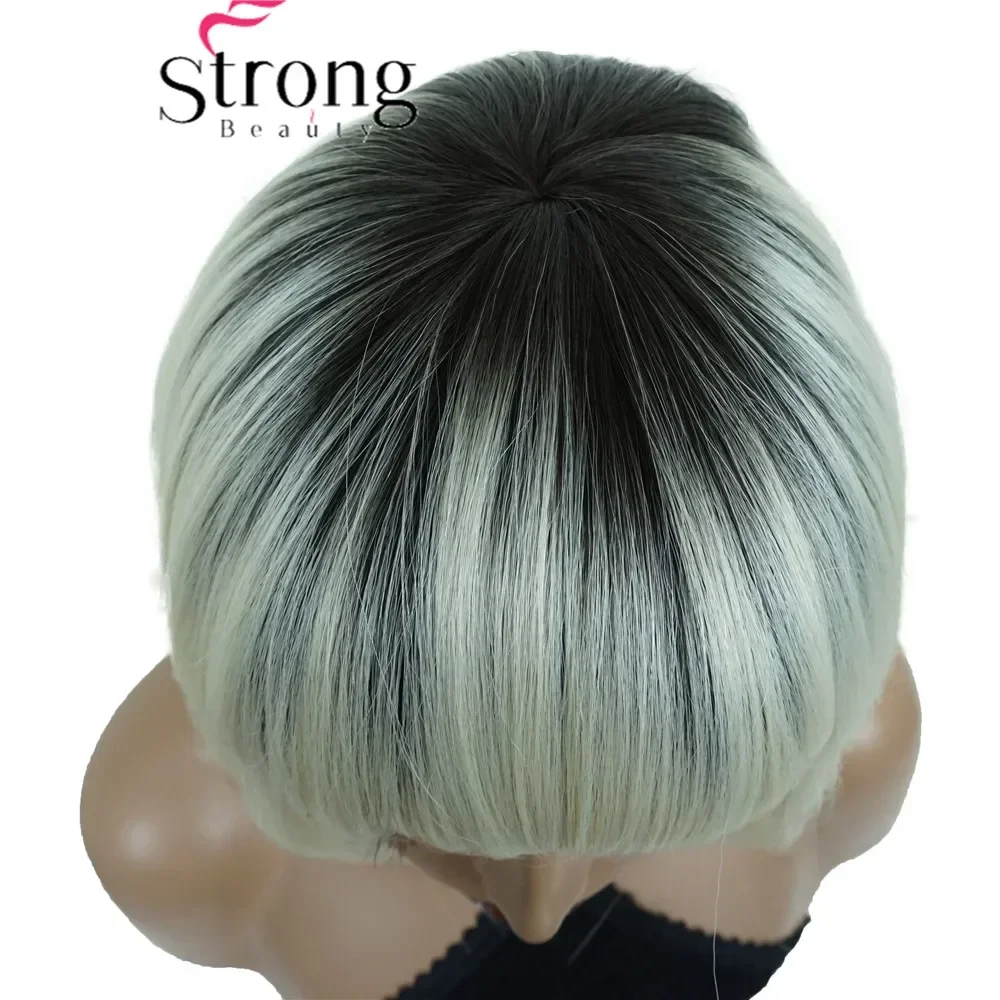 Women\'s Wig Bob Short Straight Hair Synthetic Hair Blonde Wigs Ombre Dark roots StrongBeauty