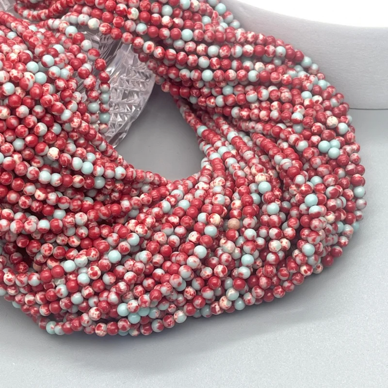 Mankuu Imperial Jasper Red-Blue Round Beads 3/4/6/8/10mm for Jewelry Making Lot Natural Stone Beads