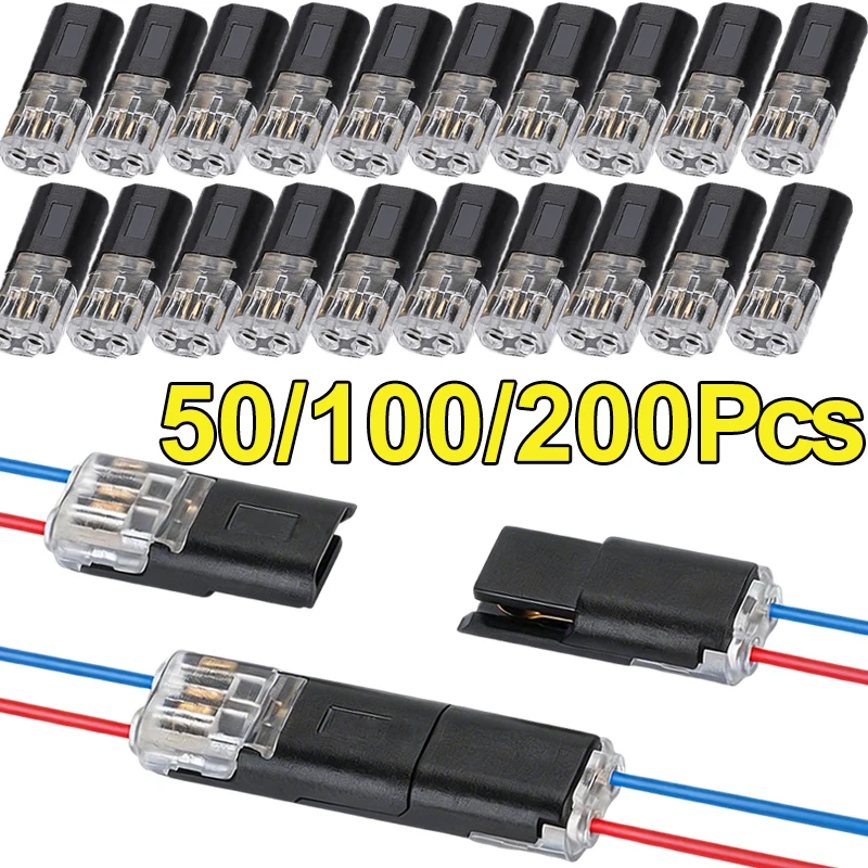 Electrical Wire Connectors D2 Waterproof No Stripping 2 Pin Quick Splice Wire Terminal Plug Automotive Cable Car Wire Connector