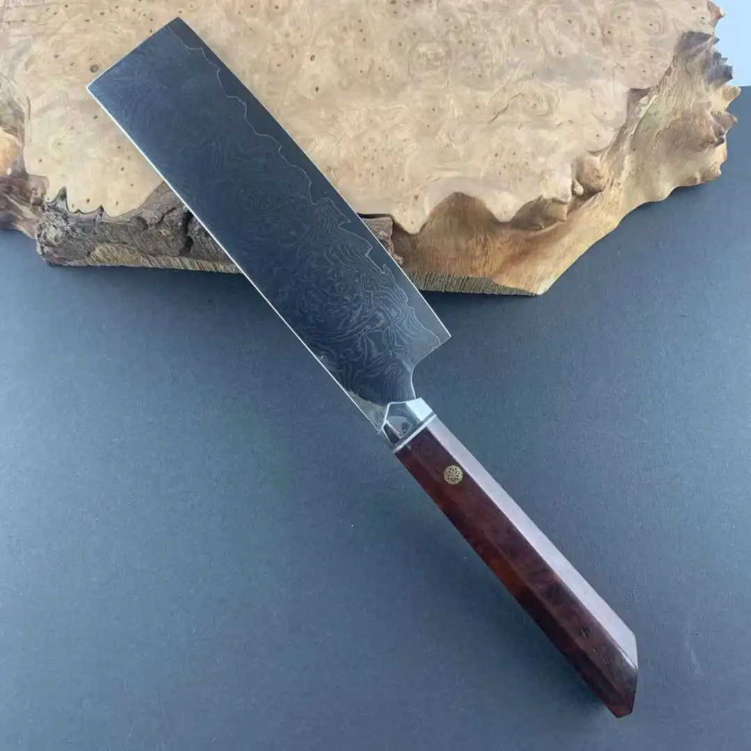 

6 Inch Nakiri Knife 67-layers Damascus VG10 Steel Blade Rosewood Handle Sharp Chef Cleaver Slicing Meat Japanese Kitchen Knives