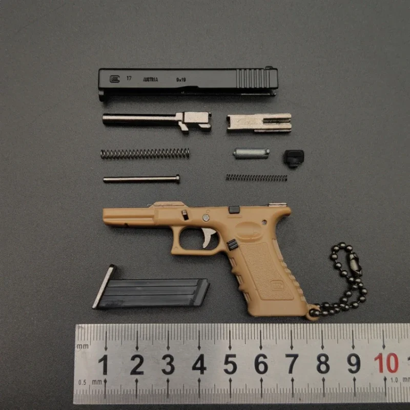 Gorący półstop 1:3 pistolet Model metalowy Mini G17 pistolet zabawkowy odpinany DIY brelok wisiorek ozdoby zabawka dla dzieci