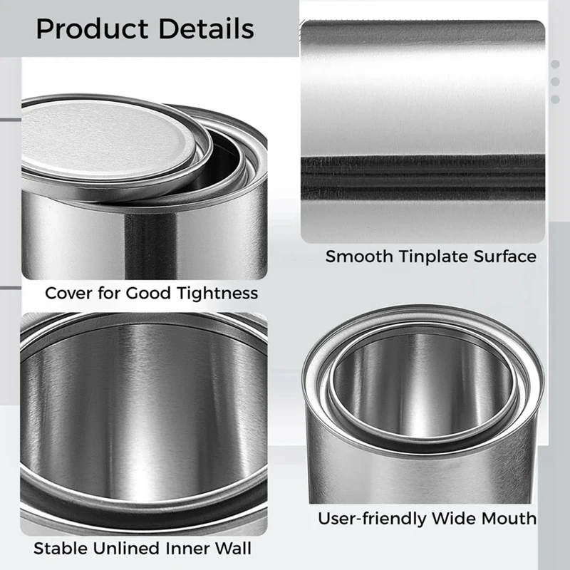 12Pcs 0.5L Empty Unlined Paint Cans Metal Paint Pails For Crafts DIY Projects Storage Containers