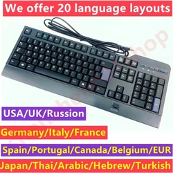 The fingerprint identification keyboard kuf1256 for Lenovo USB wired keyboard UK Germany Itliy Fance Russion Arbic Hebrew Japan