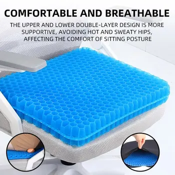 Gel Seat Cushion Summer Breathable Honeycomb Design for Pressure Relief Back Tailbone Pain - Home Office Wheelchair Cars