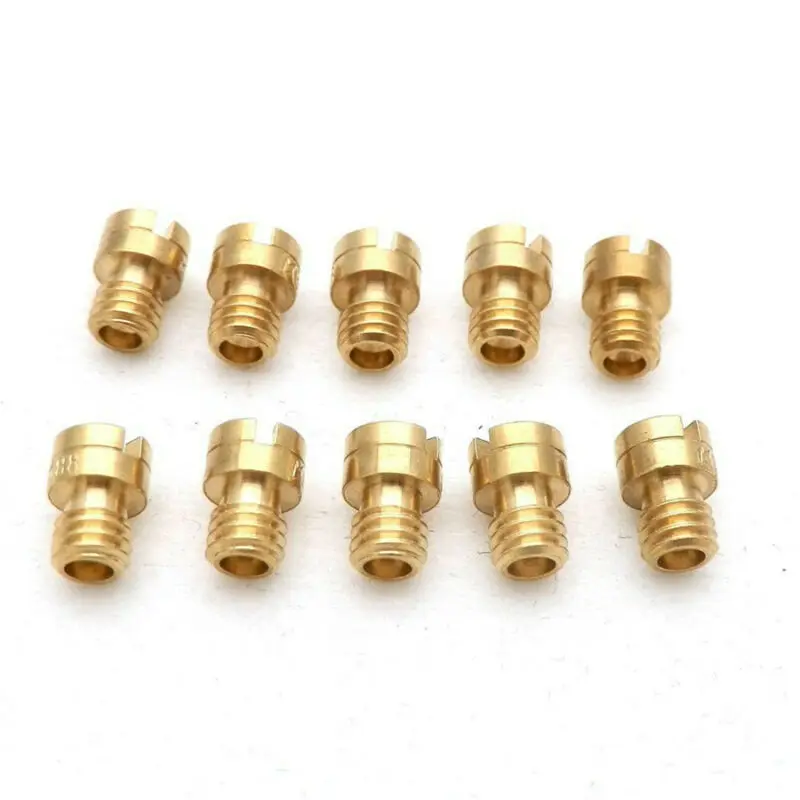 10Pcs Round Head Main Jet 7mm Thread for GY6 PZ19 139QMB for 50cc Scooter Carburetor Fitment Set with 10 Sizes 70-92 Included