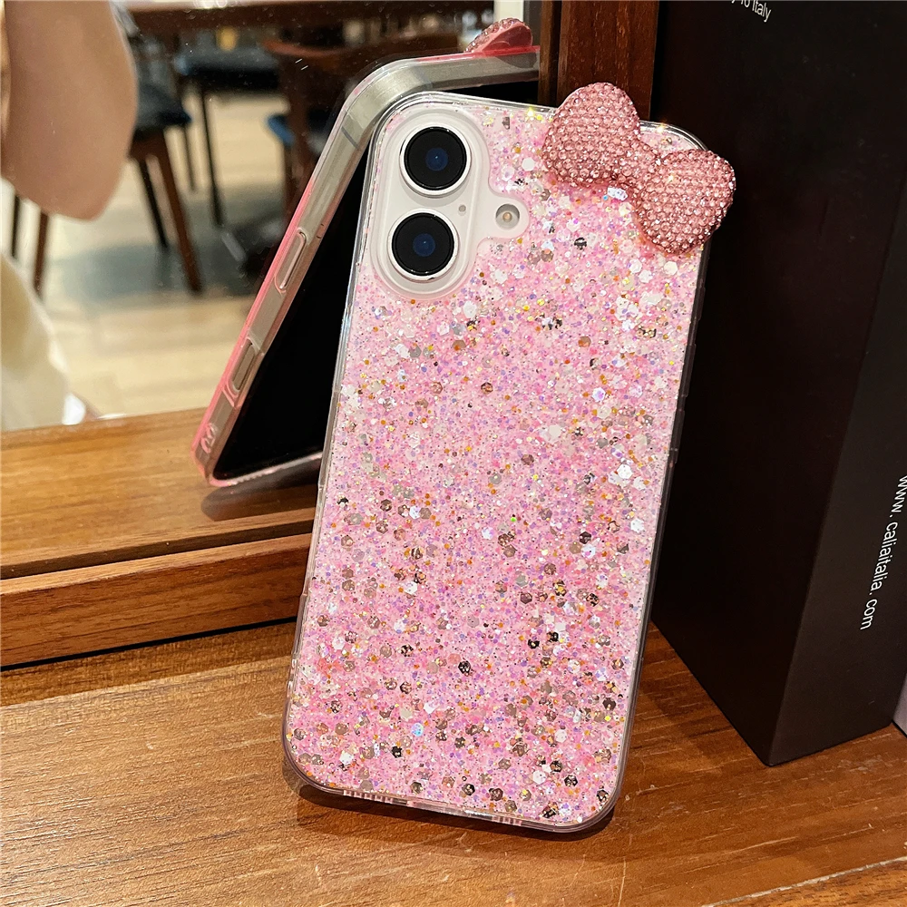 Luxury 3D Flash Diamond Bow Glitter Phone Case For Xiaomi Redmi 14C 13C 12C 10C 9C A3 13 12 10 10A 9A Soft Silicone Back Cover