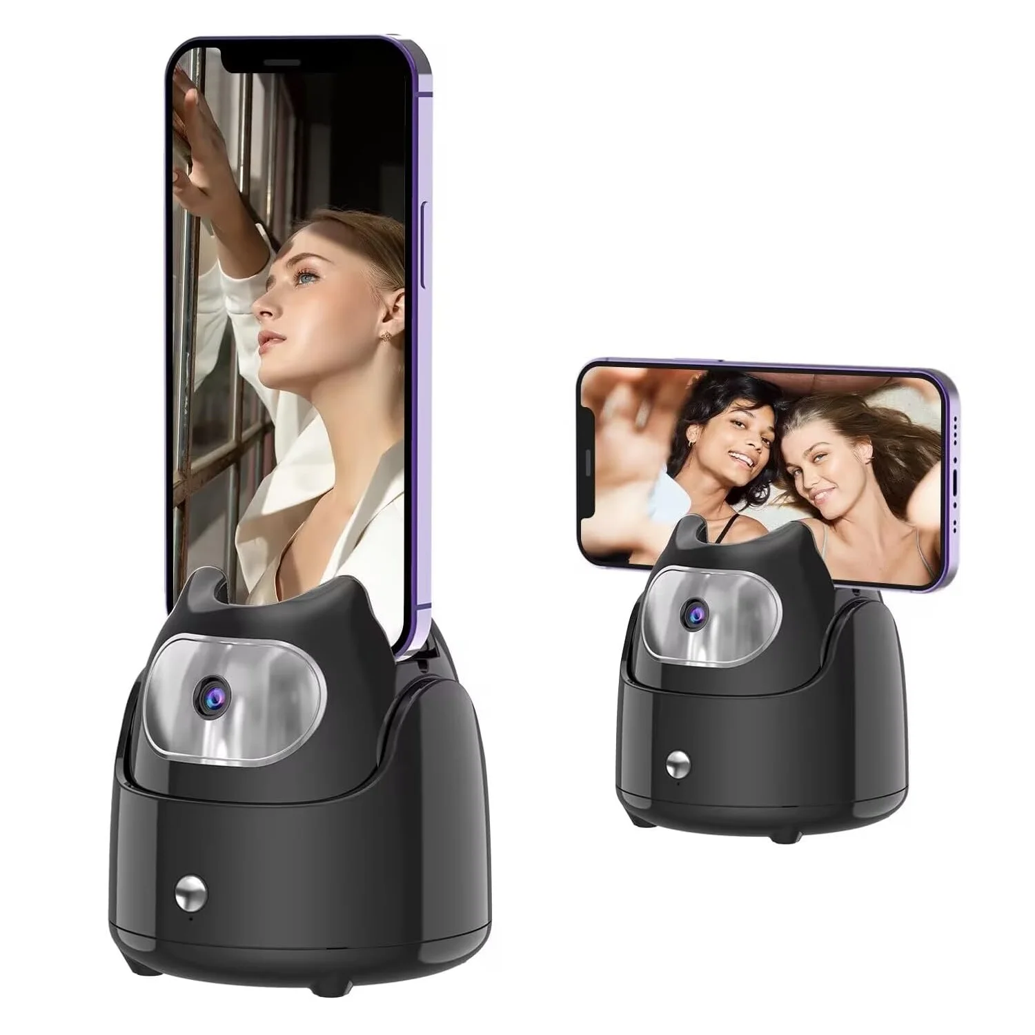 360° Rotation Automatic Face Tracking Gimbal Mobile Phone Holder APP-Free AI Face Recognition Phone Tripod for Live Vlog Video