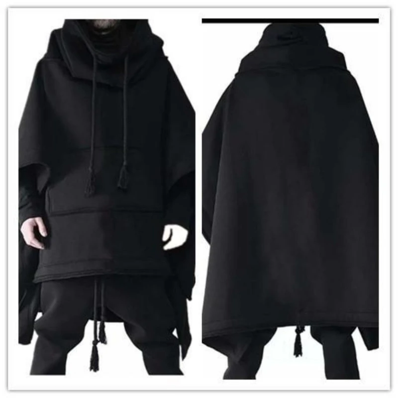 Cloak Mid Length Autumn Winter Trench Coat Men's Personalized Jacket Shawl Short Front Long Back Korean Fashion Clothing for Men