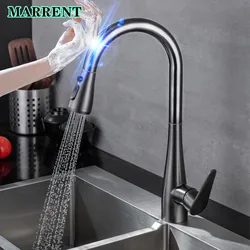 Hot Cold Touch Kitchen Faucets 3 Ways Pull Out Kitchen Sink Mixer Tap Grey Kitchen Fixture Smart Sensor Touch Kitchen Faucet