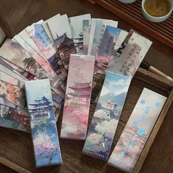 30sheet/box Retro Chinese Style Bookmarks Anime Vintage Aesethetic Flroal Palace Bookmark for Books Beauty Scenary Bookmark