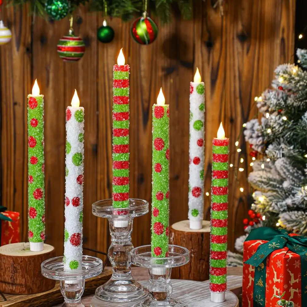 6pcs Macaron Glitter Electronic Candles Realistic Flame Macaron Color Remote Control Candles Simulation Flame Remote Control
