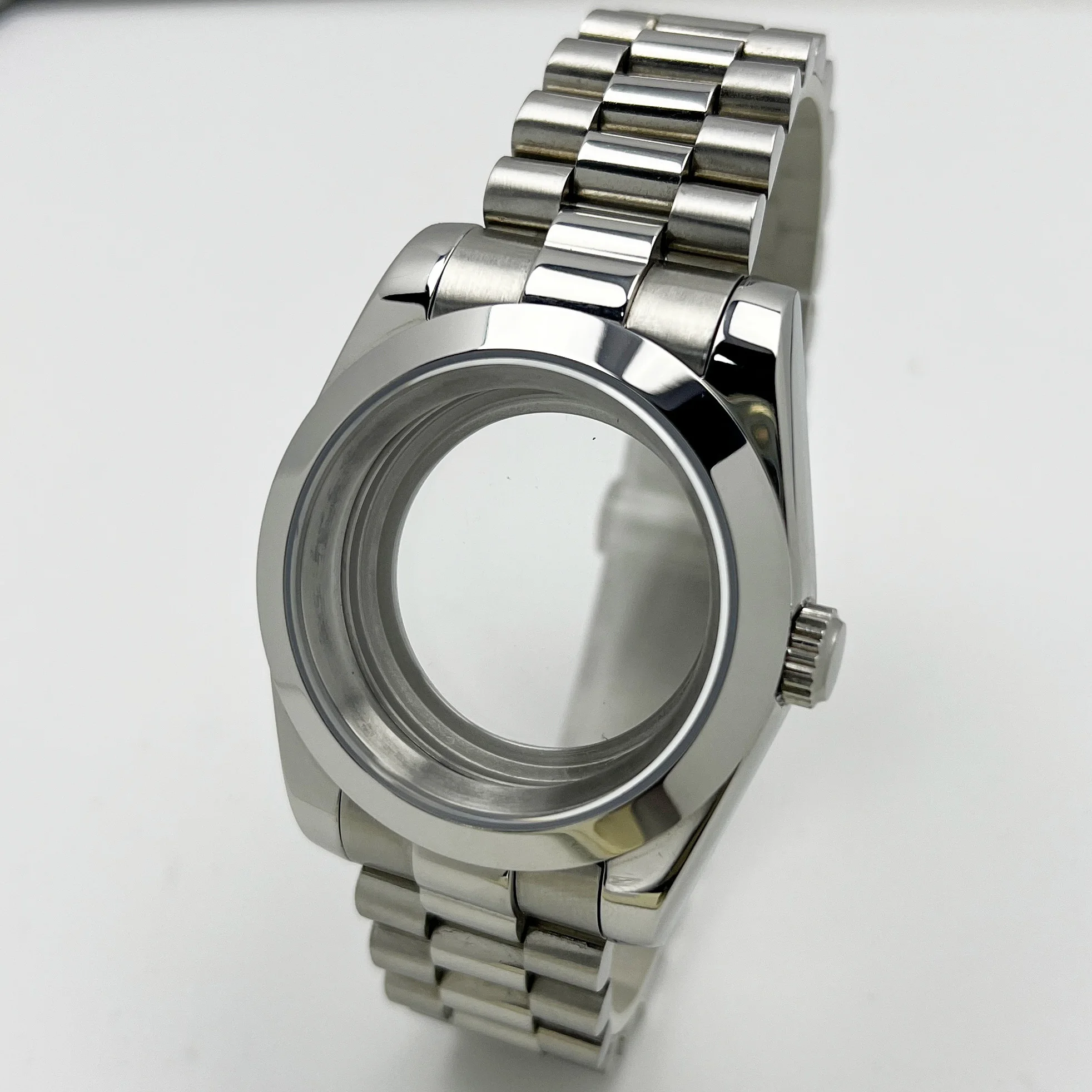 39mm NH35 Case DJ Bezel Sapphire Crystal Glass President Bracelet Stainless Steel Watch Case For NH35 NH36 Seik Mod