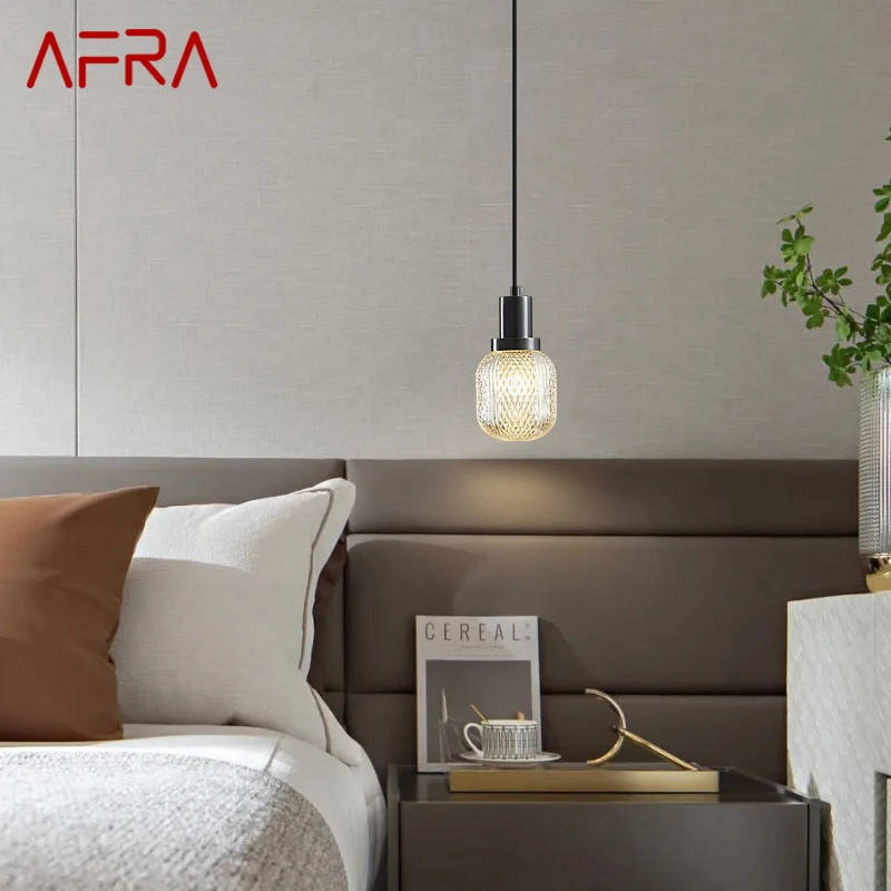 

AFRA Modern Black Brass LED Pendant Lamp Creative Decorative Hanging Light For Home Bed Dining Room