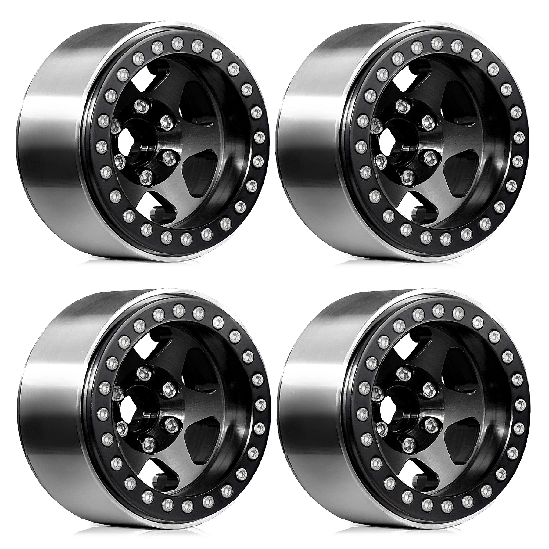 4PCS 1.9 Beadlock Wheel Rims 12mm Hex -10mm Offset Fit for TRX4 Axial SCX10 III 90046 1/10 RC Crawler MJX H12Y Off-Road