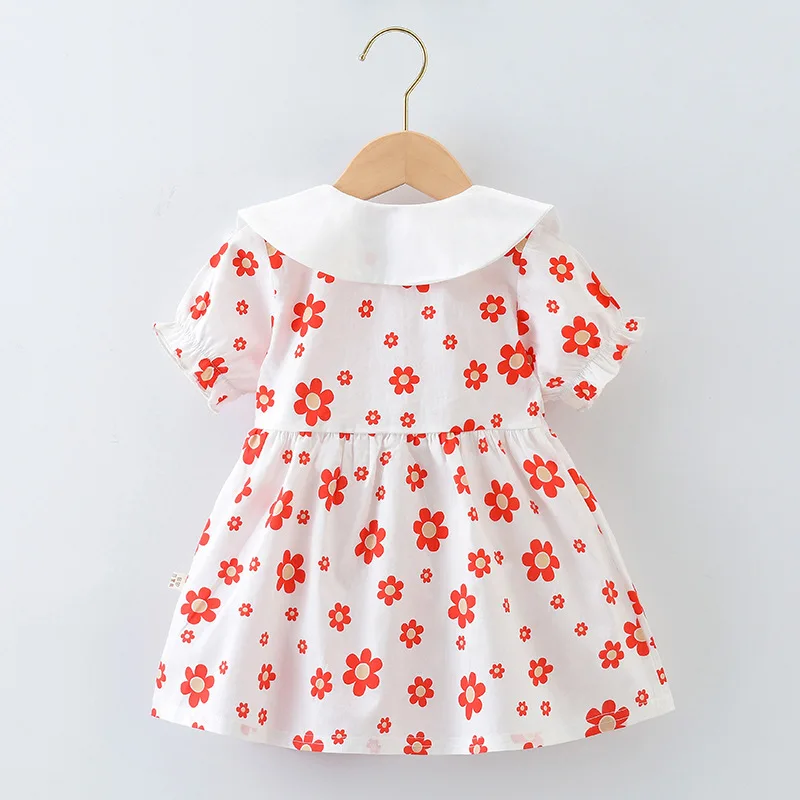 Baby Girl Dress Doll Collar Princess Dresses Flower Bow Birthday Party Kid Clothes Children Outfit Everyday Casual Dress A550