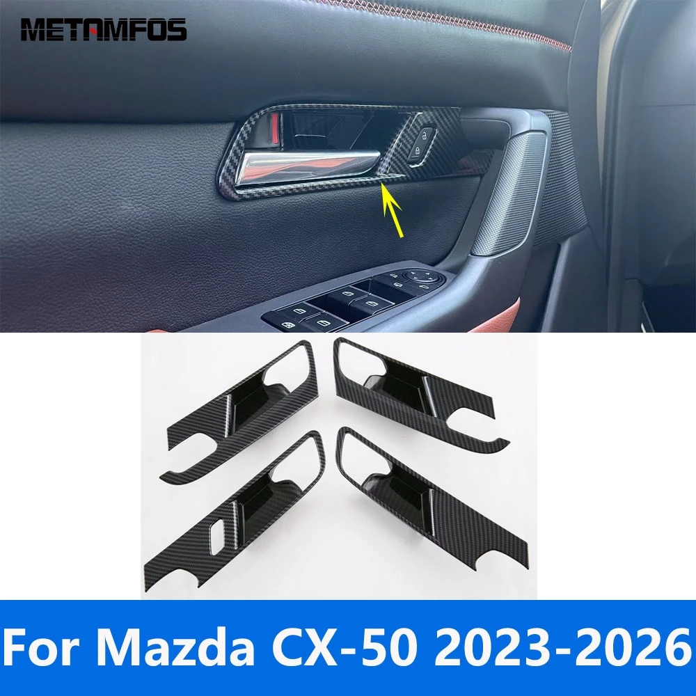 

Для Mazda CX-50 CX50 2023 2024 2025 2026 углеродное волокно внутренняя дверная ручка чаша панель крышка отделка наклейка аксессуары для интерьера