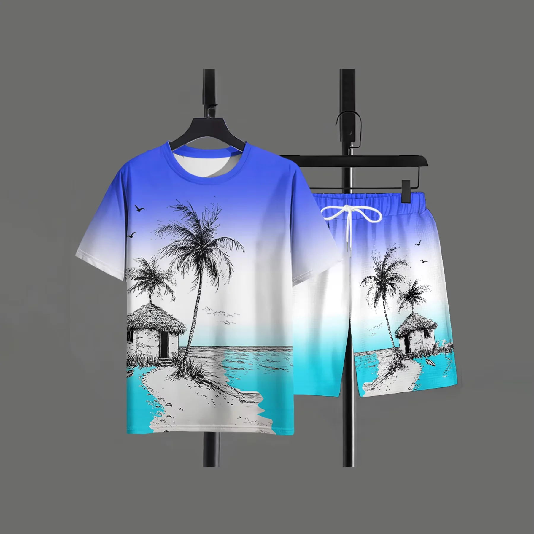 Summer Fashion Palm Tree 3D Print T-Shirts Shorts Sets Men's Tracksuits Oversized Short Sleeve T Shirt Pants Set Suits Clothing