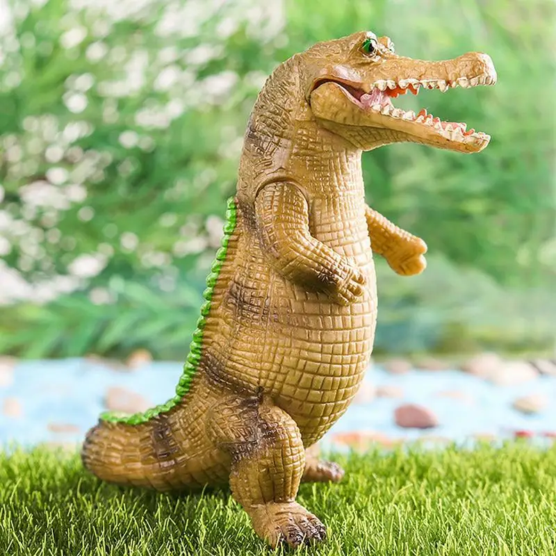 Kids Simulation Crocodile Decoration for Boys and Girls Realistic Alligators Action Figure Toy with Rotatable Arms Movable Jaw