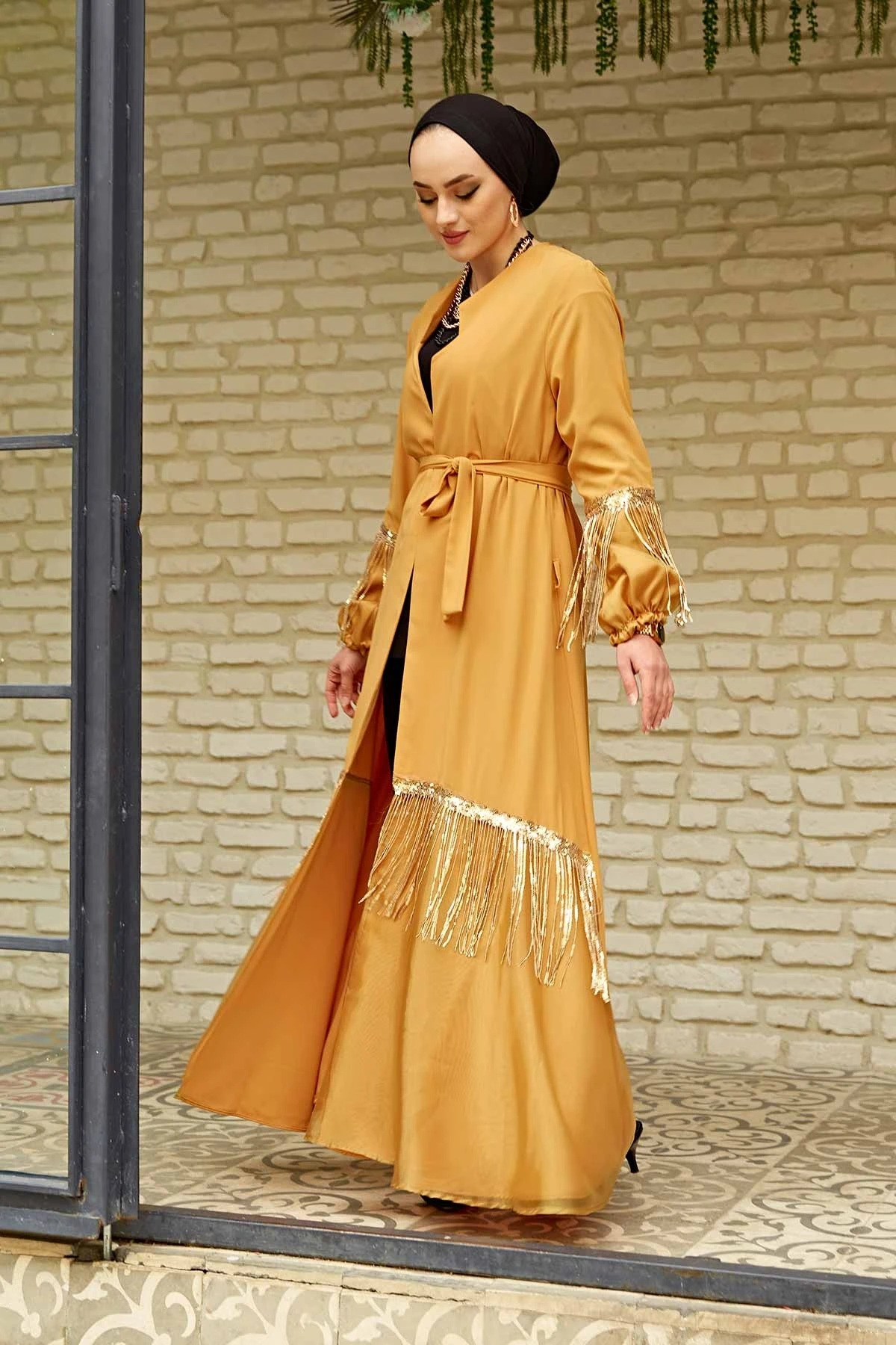 

Stylish Abaya GK-Mustard