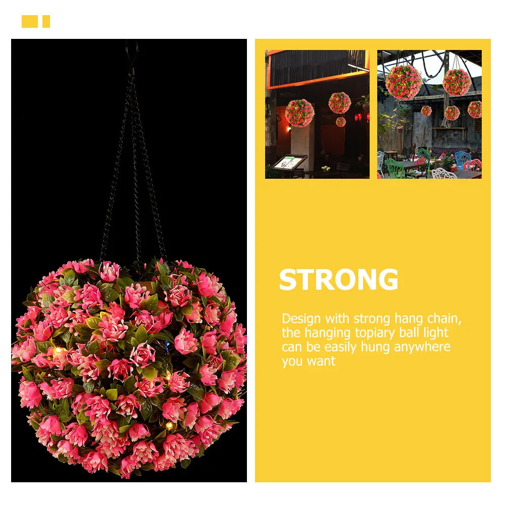 تعمل بالطاقة الشمسية الوردي زهرة معلقة توبياري الكرة مصباح ليد لحديقة الزفاف ديكور نبات اصطناعي مصباح في الهواء الطلق مقاوم للماء