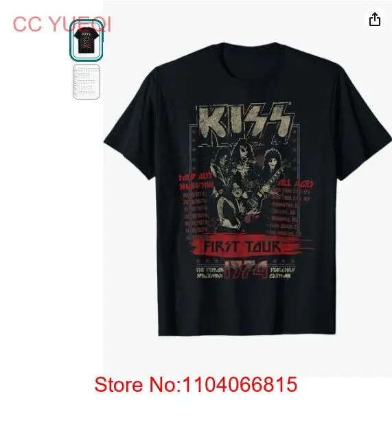 KISS Classic Fit First Tour T-Shirt - Black, Short Sleeve, Cotton & Polyester Bl