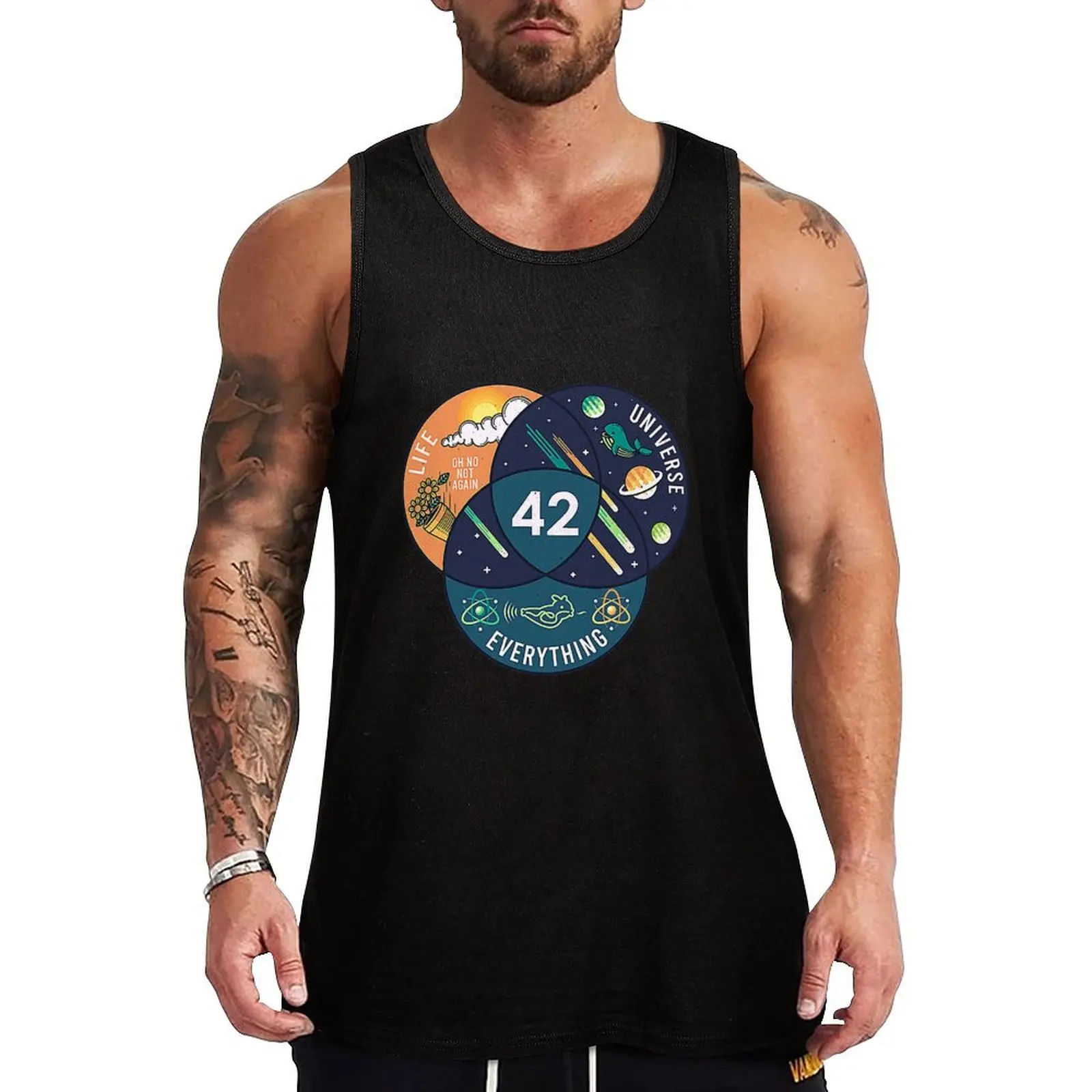 

42 Answer to Life Universe and Everything Tank Top Fitness men clothing Vest for boy new in tops & t-shirt T-shirt male