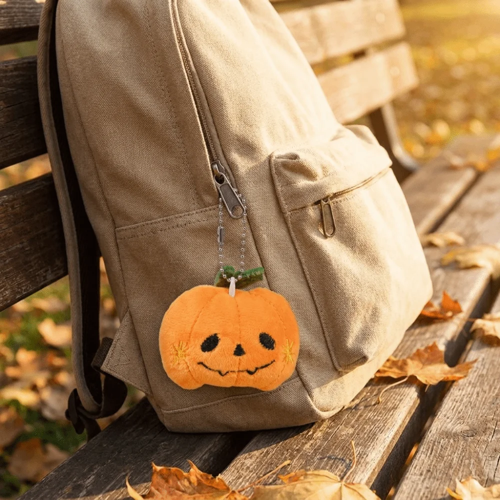 Portable Funny Halloween Plush Keychain Pumpkin Head Kawaii Furry Bag Pendant Decoration Soft Bag Charm Trick Or Treat
