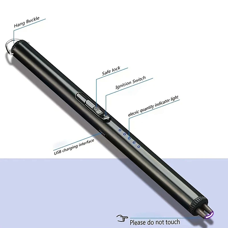 A USB Charging Igniter With Metal Arc Pulse Mini Slender Ignition Gun, Wind Proof, Double Switch, And Anti Accidental Contact