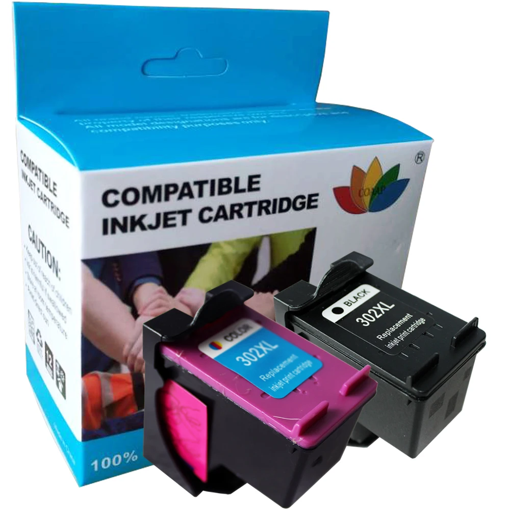 

2pk Refilled Ink Cartridge for HP 302XL Replacement for hp302 Deskjet 2130 1110 1115 2134 2135 Envy 4520 2135 3630 NS45 Printer