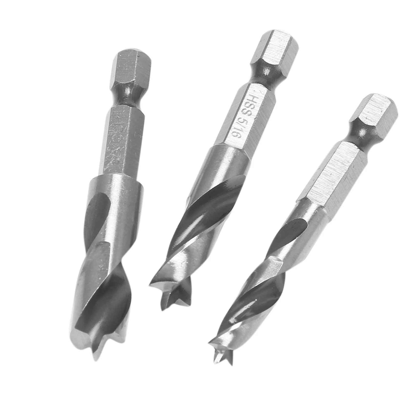 HSS SAE براد نقطة مثقاب قصير مجموعة للخشب ، تغيير سريع عرافة عرقوب ، 1/4 "، 3/8" ، 1/8 "، 3/16" ، 1/4 "، 5/16" ، 3/8 "،" ، "، 6 قطعة