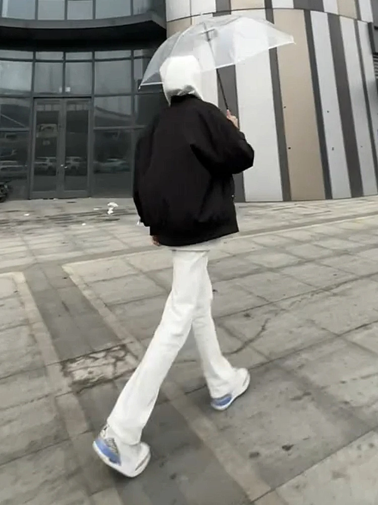 

American Vibe Men's Jeans High Street Trendy Elastic White Denim Summer Straight Fit Slim Micro Flare Pants Faionable Urban...