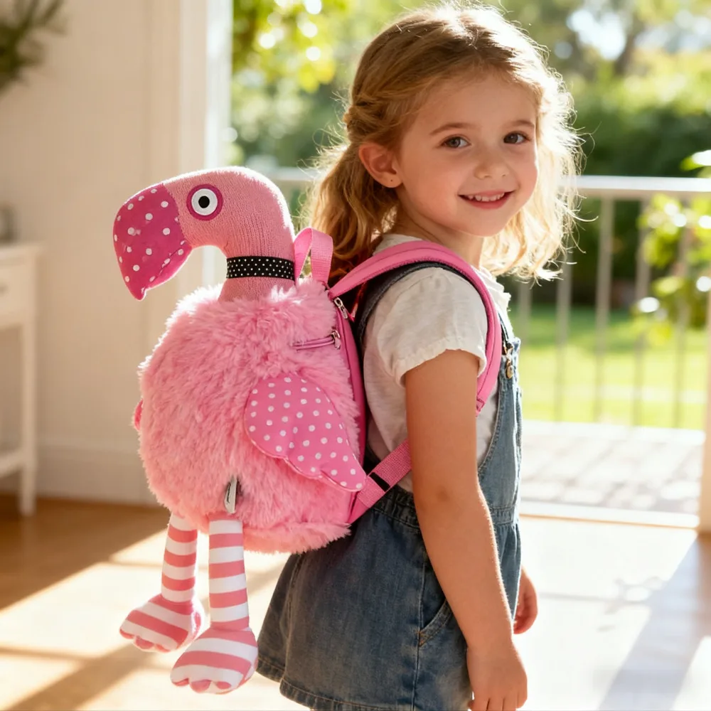 

Stuffed Animal Flamingo Backpack Children's Gift Travel Rucksack