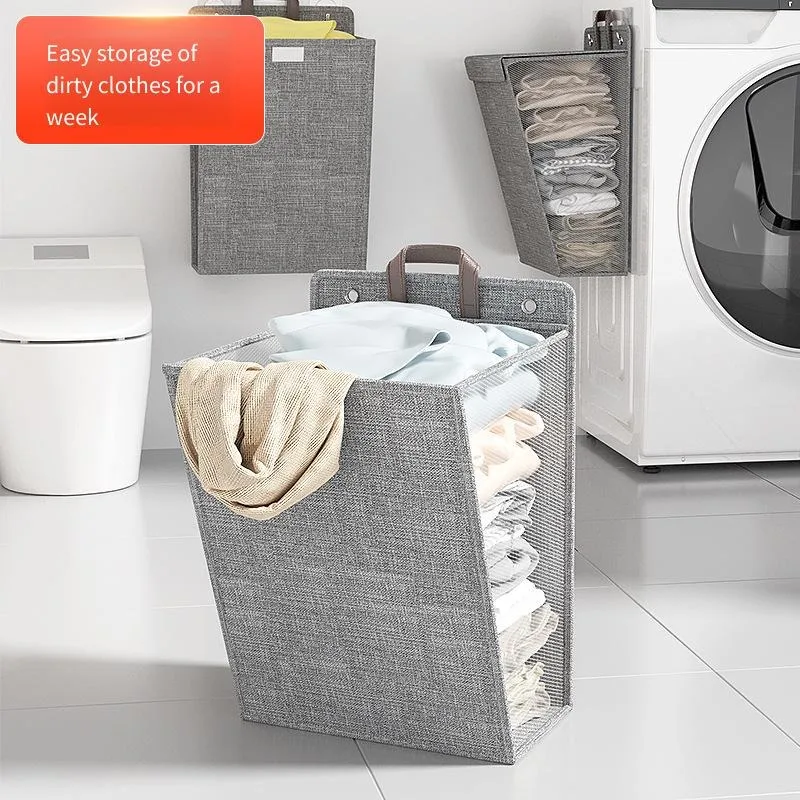 

Laundry Basket Foldable Household Dormitory Multifunctional Storage Hanging Clothes Modern Minimalism Gray and Beige