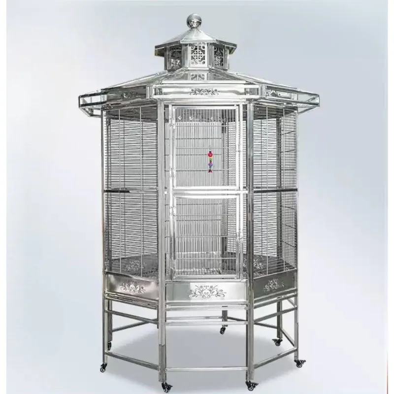 Outdoor 304 bird cage parrot cage stainless steel luxury villa rainproof black  gray courtyard large breeding bird cage 1pcs