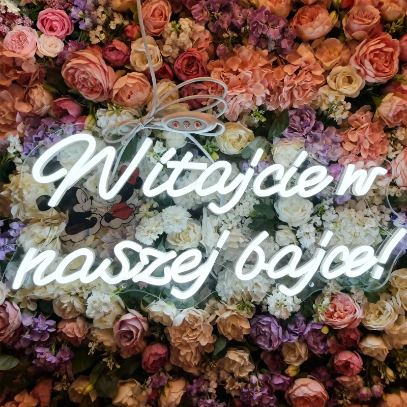 

50x22 см Witajcie в naszej bajce неоновая вывеска светодиодная для имени жены индивидуальный знак свадебный декор настенный декор для спальни персонализированный подарок