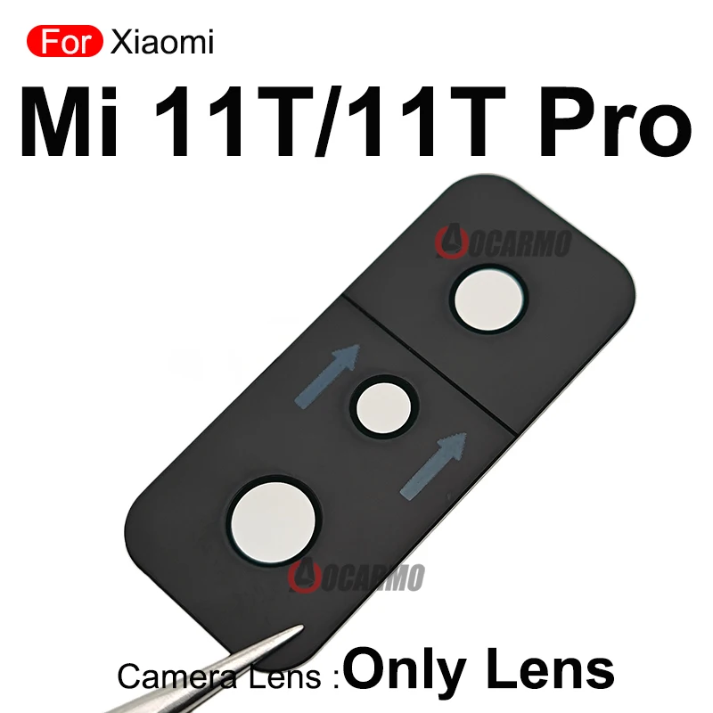 Aocarmo For Xiaomi 11T Mi11T Pro Rear Back Camera Glass Lens With Frame Replacement Repair Parts