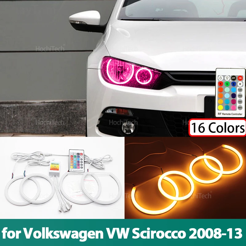 

Headlight Cotton Multi-color RGB LED Angel Eyes Rings for Volkswagen VW Scirocco Non Projector 2008-2013 Accessories