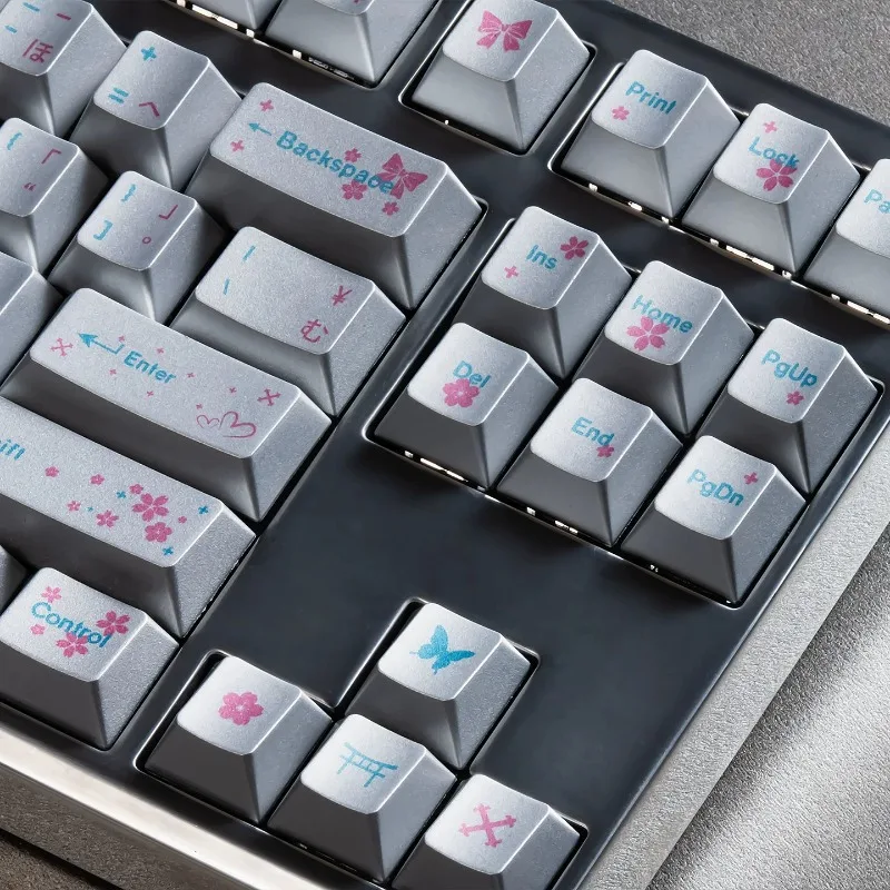 Spring in Full Bloom Theme Keycaps Set Customized Cherry Profile PBT Keyboard Caps for Mechanical Keyboard Creative Accessories
