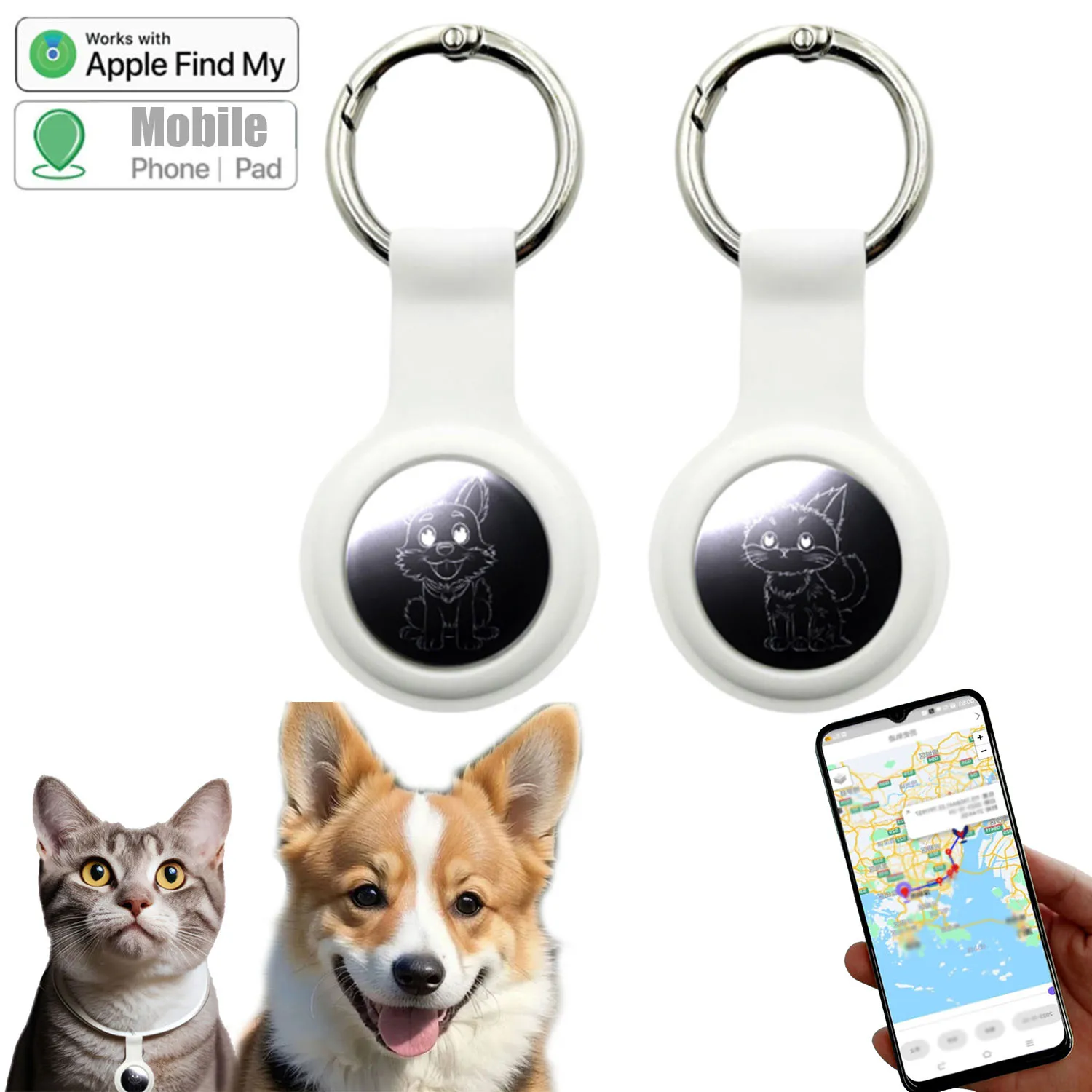 Smart Pet Locator Global GPS Bluetooth Tracker Device For Dog Cat Mini Portable Smart Locator Keychain Pet Anti-Lost for IOS