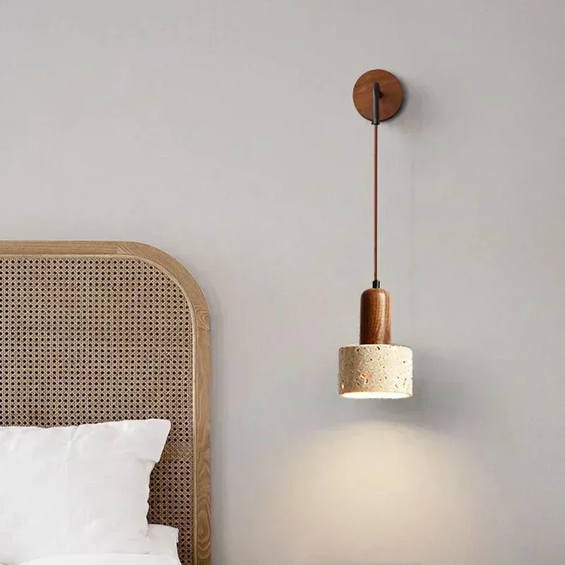 Modern Bedside LED Wall Light Lustre Home Decoration Bedroom Living Room Nordic Stravertine Stone