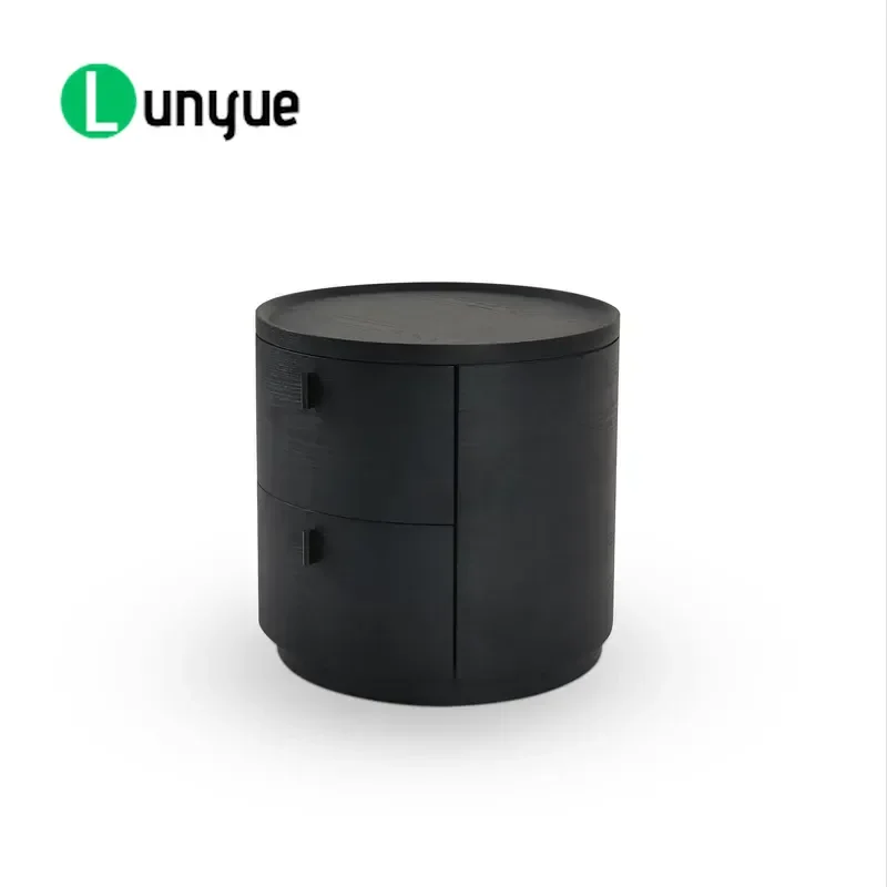 Deluxe Black 2 Drawer Wooden Bedside Table For Bedroom Furniture Storage Nightstand With Drawers Modern Home Decor