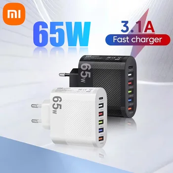 Xiaomi chargeur 3.1A 5Ports USB chargeur PD 65W adaptateur de charge mural QC 3.0 pour iPhone 14 Samsung prise de téléphone portable charge